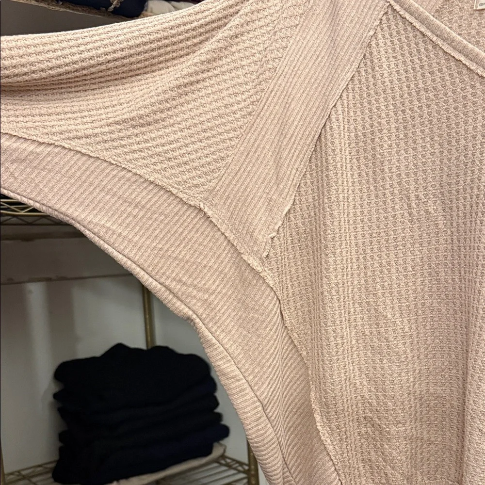FP We The Free Size XS Tan Santa Clara Textured Thermal Long Sleeve V-Neck Top - Picture 10 of 14